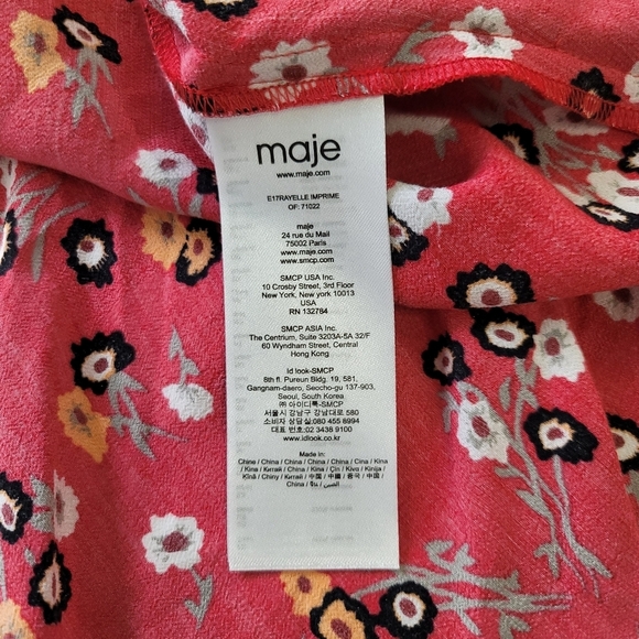 MAJE  V neck Rayelle Flower-print Crepe Dress In Imprime - Picture 10 of 15